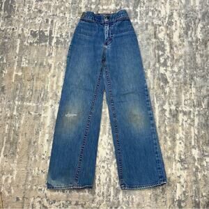 Vintage 1970 Lee Wide Leg Jeans Size 7 Embroidered Back Pockets
